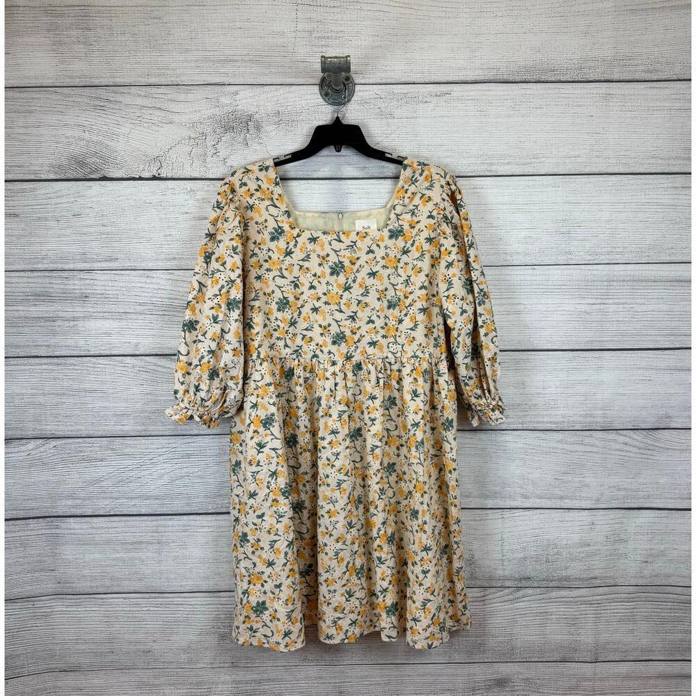 Floral Print Puff Sleeve Babydoll Dress NWT